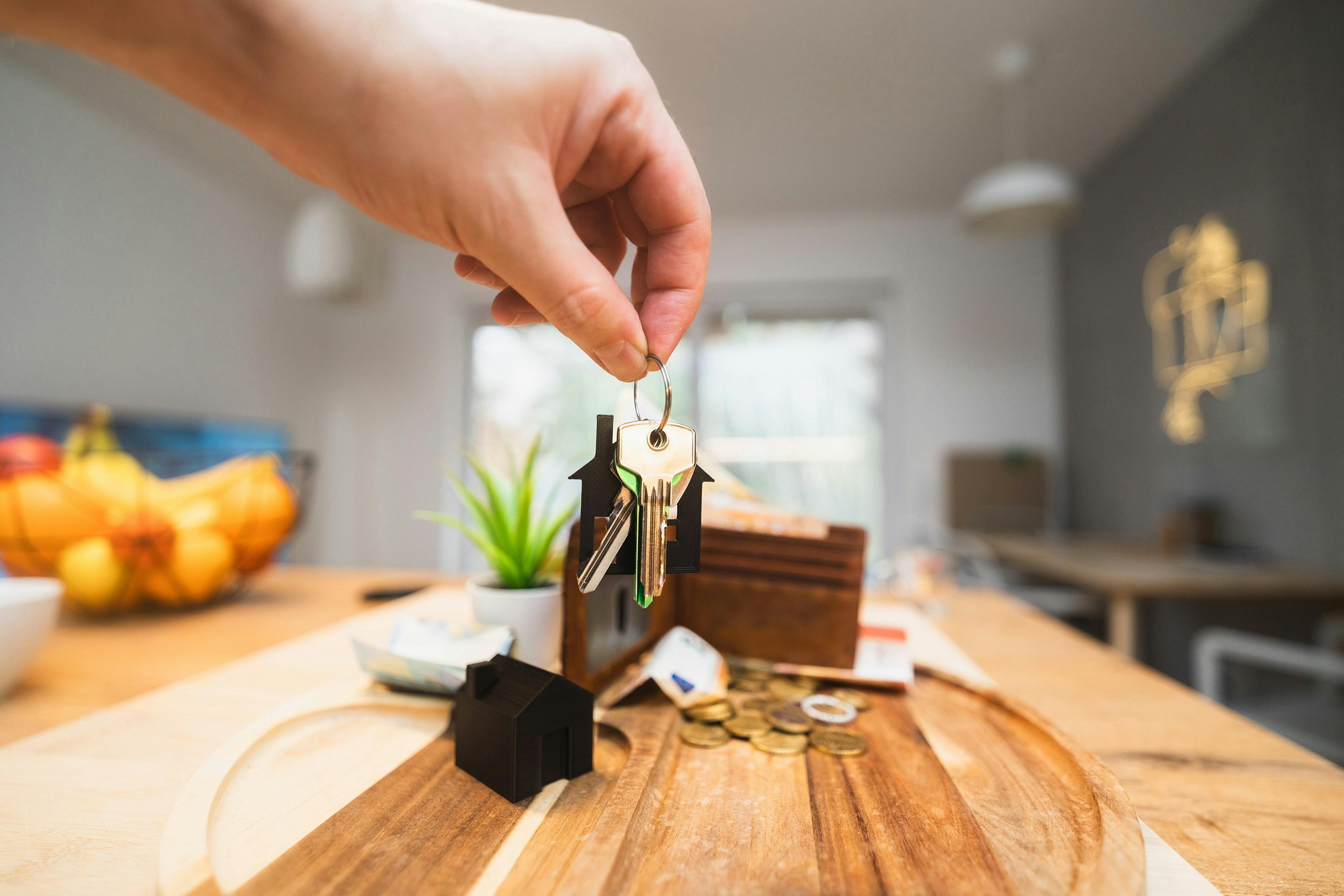 Keys on wooden table